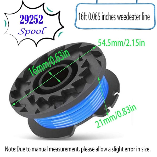 29252 29092 Siimapään vaihtokela Greenworks 24V 40V 80V johdottomaan trimmeriin (8 kpl [L] blackbluegreen