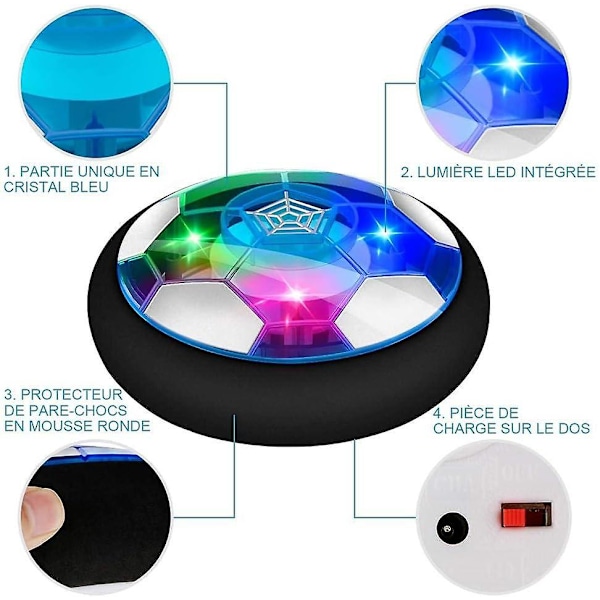 Air Power Soccer, lasten lelu ladattava jalkapallo LED-valolla Hover Soccer Ball jalkapallopelit LGL