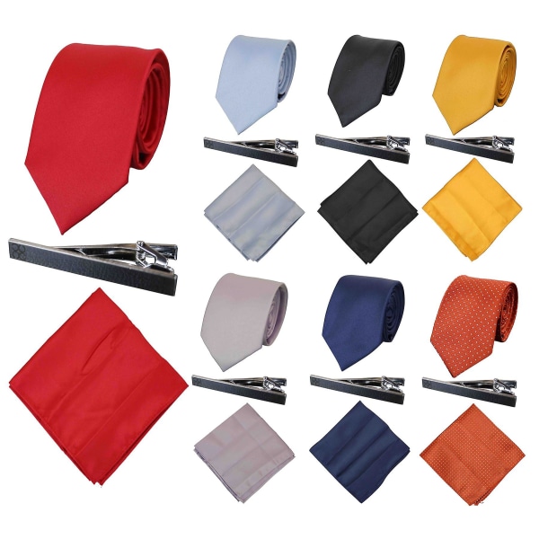 Miesten yhteensopiva satiininen silkki solmio, nenäliina ja solmiopidike pilkullinen hääjuhla toimisto