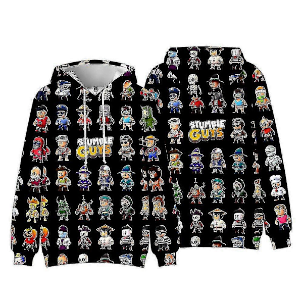 Stumble Guys Print Børne Hættetrøje Pullover Casual Langærmet Hættetrøje Top LGL B 6-7Years