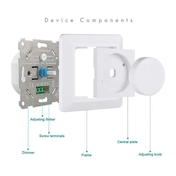 Dimmer Switch, 220-240v 5-200w Smart Knapp Ljusbrytare och Dimmers Dimmer Switch (LGL)
