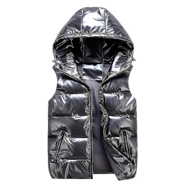 Unisex Skinnende Vanntett Ermeløs Jakke Lett Vattert Vest LGL Grey M