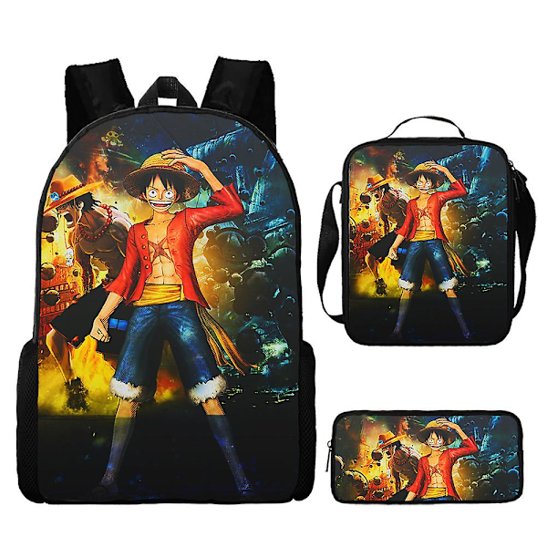 One Piece One Piece Student Schoolbag Backpack One Piece Backpack Three-Piece Pencil Bag 4 [L]