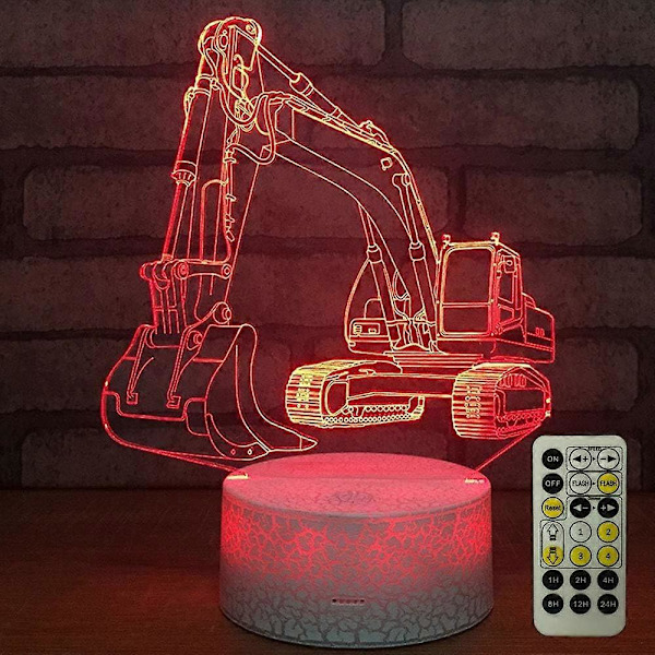 Ekskavator 3D LED Optisk Illusion Sensor Natlampe (LGL)