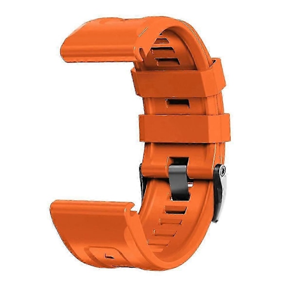 For Garmin Tactix 7 Pro/Fenix 7X/Fenix 6X Pro Silikonrem 26mm Armbånd med Svart Spenne (Oransje) (LGL)