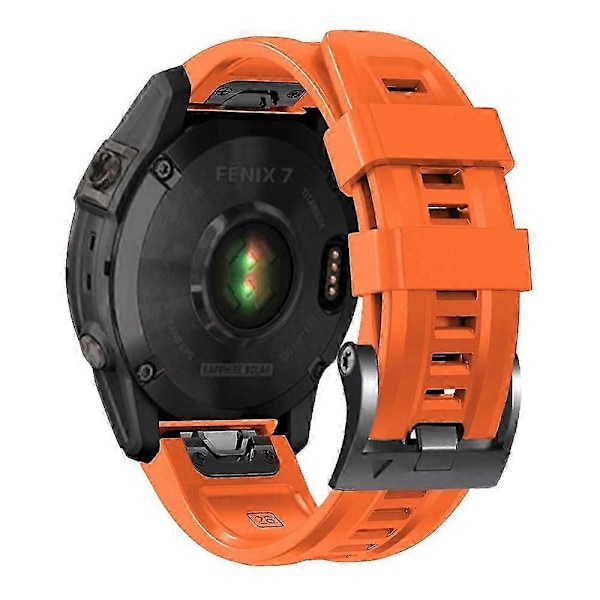 For Garmin Tactix 7 Pro/Fenix 7X/Fenix 6X Pro Silikonrem 26mm Armbånd med Svart Spenne (Oransje) (LGL)