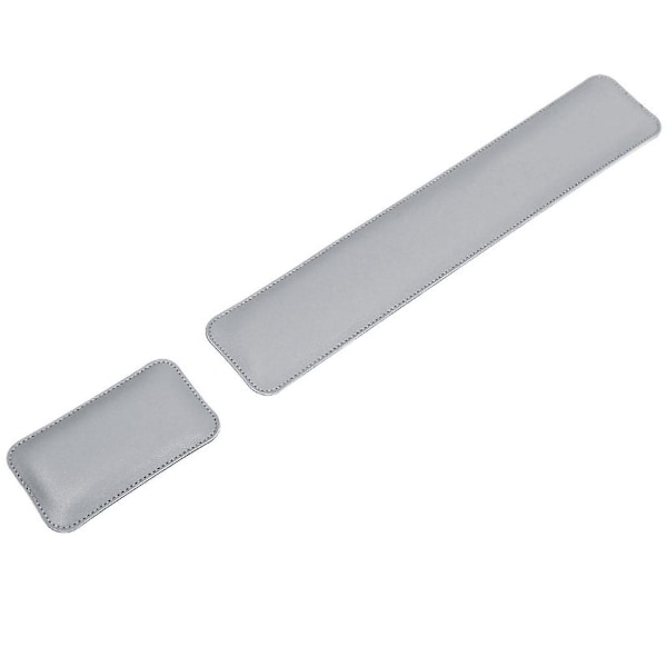 Dubbelsidig PU Läder Mus Handledskudde Tangentbord Handledsstöd Bricka Musmatta LGL Gray and silver