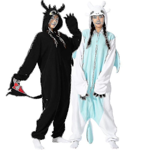 Voksen Kigurumi Onesie Tegneserie Tandløs Pyjamas Til Voksne Kvinder Mænd Dyr Pyjamas Hjemmetøj Halloween Cosplay Fest Kostume LGL Black L Fit 168-178cm
