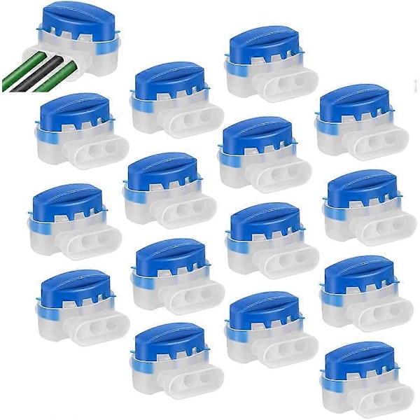 20 Stykker Resin Fylte Kabelkontakter 3 Hull Vanntett Kobling med Isolert ABS Selvstrippende Klemme for Utendørs (LGL)