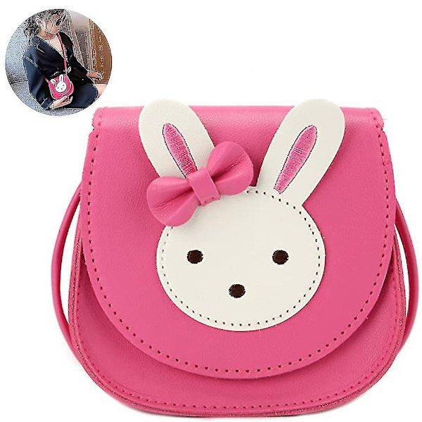 Pige skuldertaske, børn søde hare crossbody taske håndtaske mini prinsesse messenger tasker pung med justerbar rem til børn piger-JIE Rose red
