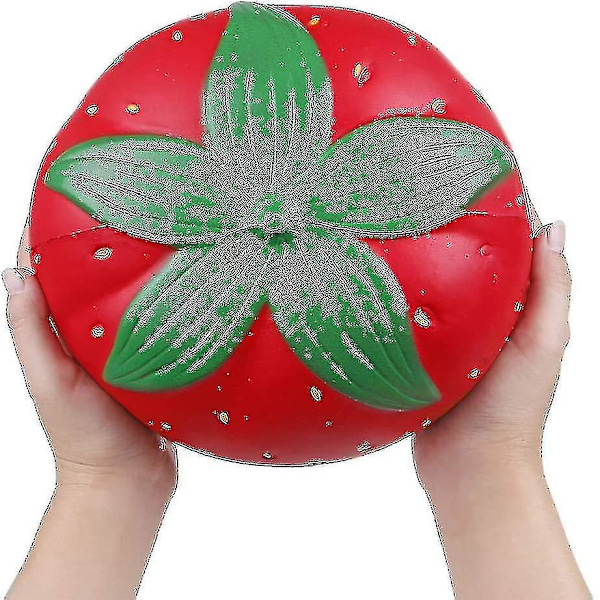 Superstort jordgubbs-antistressboll, mjuk, söt och klämbar, luktar gott. Bara tryck eller knåda, så reser sig bollen långsamt och återgår till sin ursprungliga form.