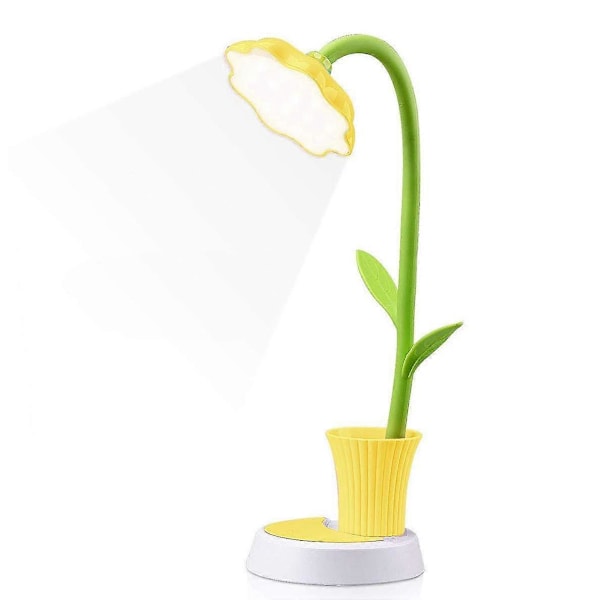 Skrivebordslampe for barn, Kreativ LED Oppladbar Skrivebordslampe Øyebeskyttelse Berøringssensor Bordlampe Dimbar Nattbordslampe med Penneholder (LGL)