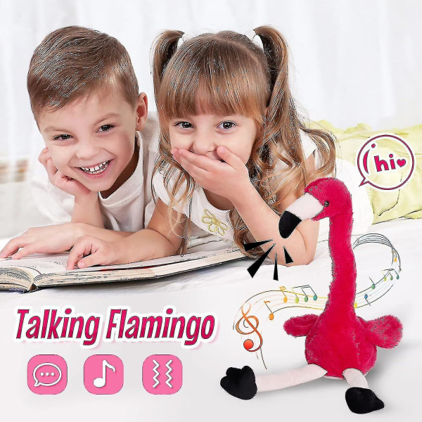 13 Talking Flamingo Gentag hvad du sagde Interaktivt sødt plyslegetøj udstoppede dyr Fødselsdagsgaver til drenge og piger, rød