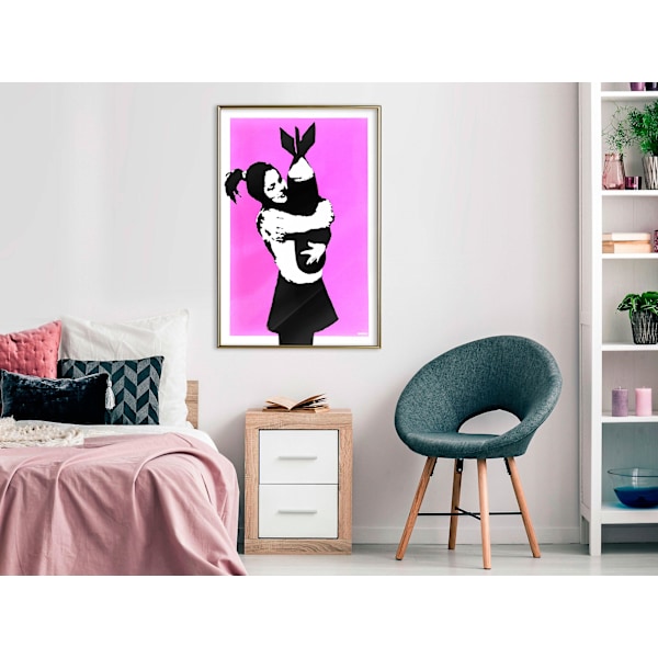 Poster - Banksy: Bomb Hugger LGL Golden frame 20x30 cm