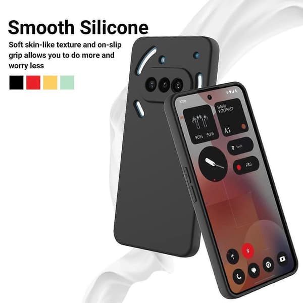 Flytende silikon deksel til Nothing Phone (3a) med håndstropp - (LGL) Multicolor Black
