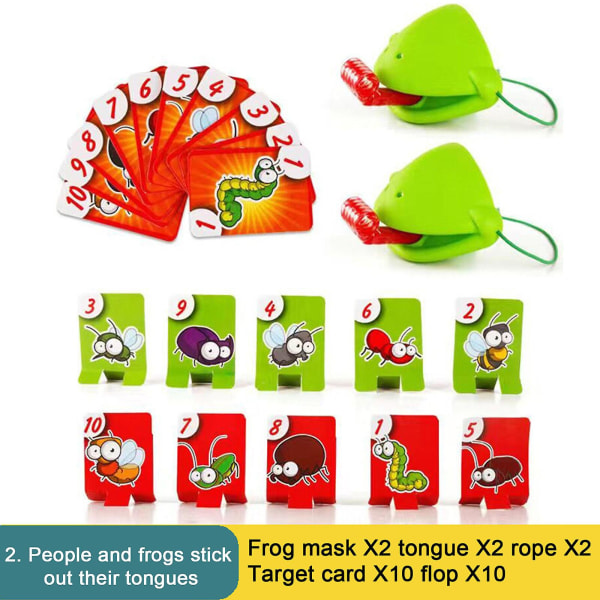Frog Chameleon Mask Game for barn, interaktivt duellkortspill, nummergjenkjenning og hånd-øye-koordinasjon, sikker ABS, 4-10 år