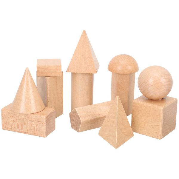 12 stk. geometriske trælegemer til børn i folkeskolen 6x3CM