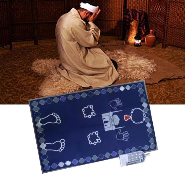 110x70cm muslimien rukousmatto Lapsi interaktiivinen älykäs rukousmatto palvontamatto Ele Black Purple