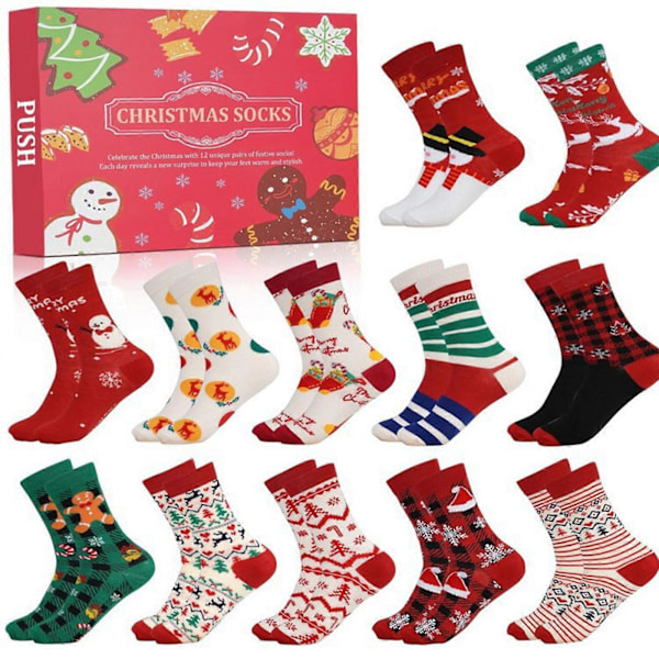 12 Dagar Julklappss strumpor för män 12 Dagar Julstrumpor Adventskalender  (LGL) Red