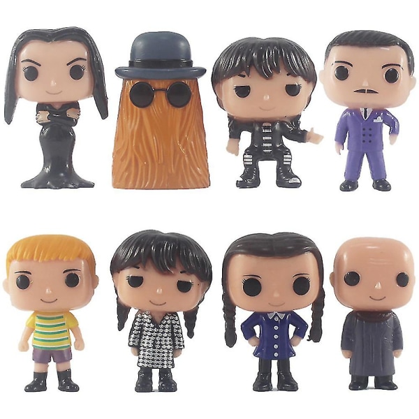 8st/ set Funko Pop! Tv: Familjen Addams Karaktärssamlingar Minifigurer Minifigurer Skrivbordsdekorer Onsdagsfans Presenter