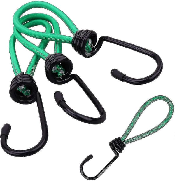 12 stk. Krogstrammer, presenningsstrammer krog bungee-strammere camping med krog, elastisk webbing (LGL)