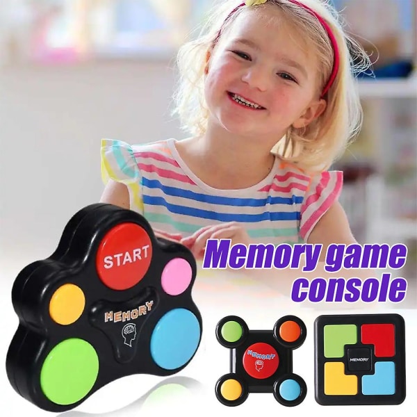 Børnelegetøj Mini elektronisk huskespilskonsol med lys og lyde, sekvens hukommelsestræningsspil Puslespil Hjernetraser-legetøj A