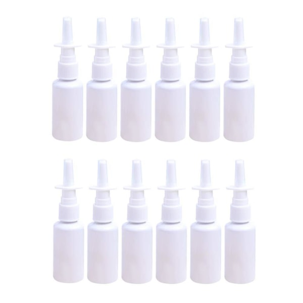 30 ml hvit tomme plast nesesprayflasker Pumpesprøyte tåke nesespray påfyllbar flaske, pakke med 12