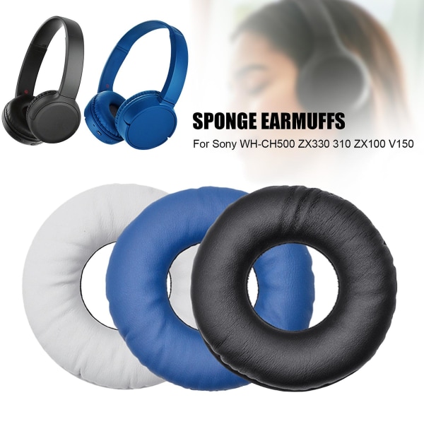 1 par kunstlæder øremuffer ørepuder headset covers kompatibel med Sony Wh-ch500 Zx330 310 White