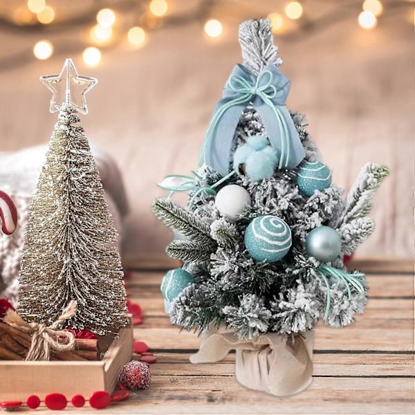 Snövit Mini Julgran för Festlig Heminredning, Blå 40cm (LGL)