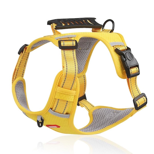 DUOMM HT-524 Hengittävä Lemmikkikoiran Valjas Heijastava Pennun Turvaliivi Ohjauskahvalla ST - LGL Yellow XL