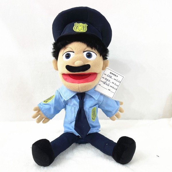 Jeffy Hand Puppet Pojke Joseph Cody mjuk plysch Doll Avtagbar mun Kid Gift Police guy 55cm