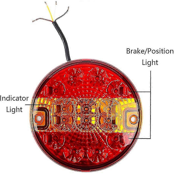 2 kpl 12/24 V LED pyöreä valo perävaunun takavalo Hamburg valaistus asuntovaunu kuorma-autoon (punainen & keltainen, pyöreä) (LGL)