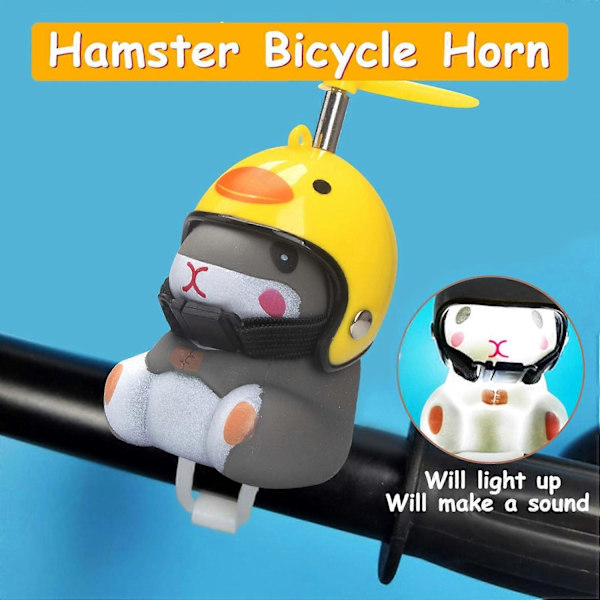 Polkupyörän kello valolla ja kypärällä, söpö eläin polkupyörän torvi, kojelaudan koristelu lelu moottoripyörän pyörän kellot kumikoristeet LGL Duck helmet mouse