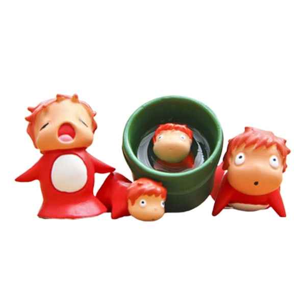 4 stk./sæt Actionfigur DIY Funktion Tegneserie Interessante Udtryk Ponyos Model Figur Legetøj Til Hjem Kaesi 4pcs