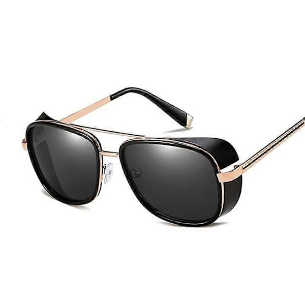 Tony Stark Solbriller Mand Kvinde Steampunk Solbriller Herre Vintage Gradient Rød Solbrille UV400 LGL Double gray