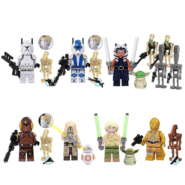 8 stk Star Wars Minifigurer Byggeklosser Lekesett 1,77 tommer Slagsdroidere Klonetropper Actionfigurer Samleobjekter Byggesett for Gutter Barn