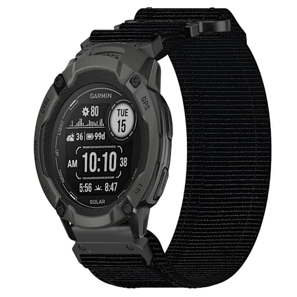 22mm Nylon Klokkereim For Garmin Instinct 2 Solar LGL Black
