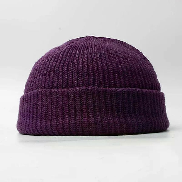 Unisex strikket lue for menn kvinner caps ull mote enkel varm skullies beanies solid høst vinter beanie lue trendy stil LGL Purple
