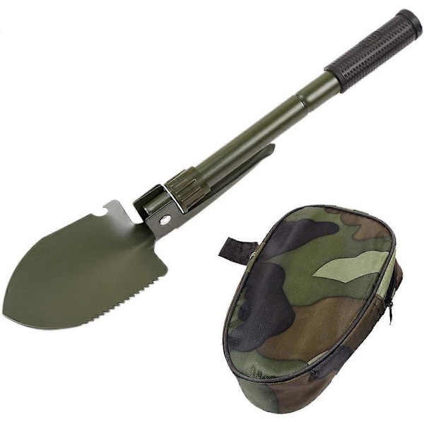 Flexibel Vikbar Multifunktionell Räddningsspade Spade Spade Hopfällbar Spade Nödspade 40cm (grönt handtag (kompassversion)) (LGL)