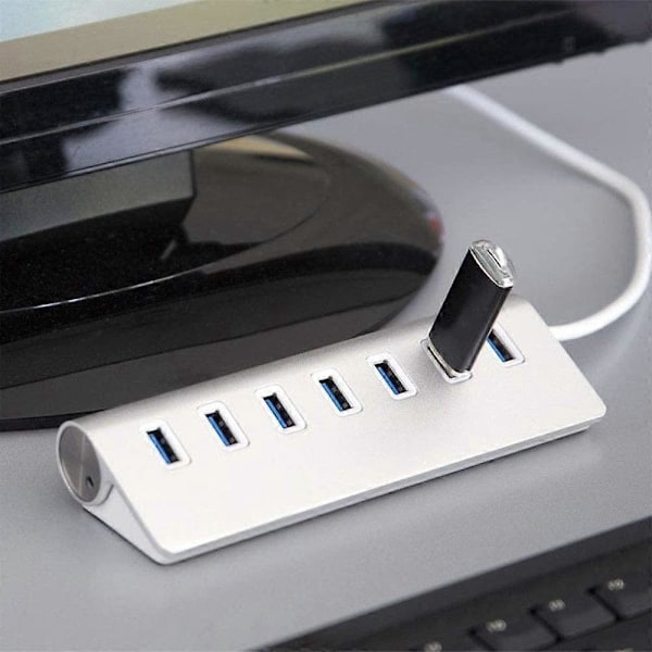Herfair 7 Port USB 3.0 Hubb - Höghastighetsdataöverföring - 4 USB-portar - USB-splitter (7 portar) (LGL)