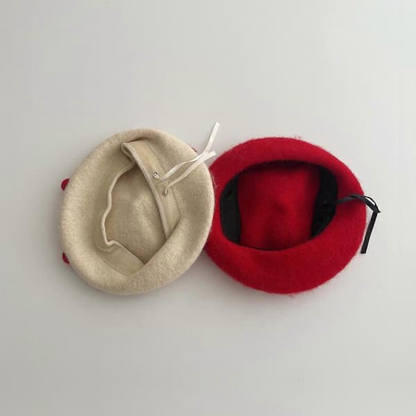 3D Svampe Beret Hat til Kvinder Pige Formelle og Afslappede Kuppelhatte til Forældre Børn Vinter Efterår Hat Alt Matchende Tilbehør (LGL) White