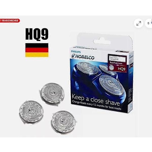 3-pak barberhoved Philips HQ9 Norelco HQ9190 HQ9199 PT920 HQ8253 HQ8260 HQ8261 LGL