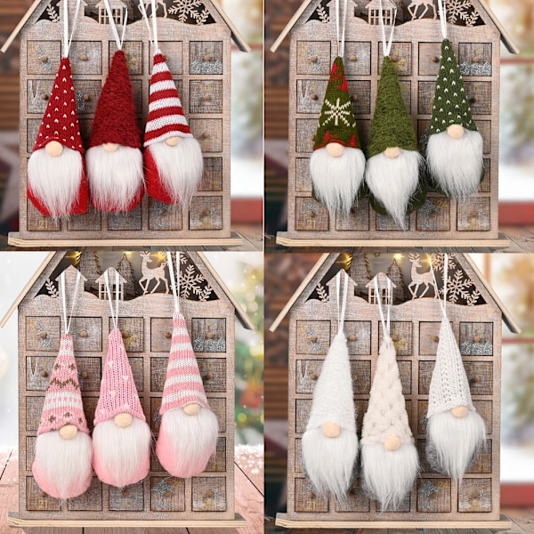 3-pack Jultomte Nisse Dockor Hängande Glad Jul Dekorationer för Hem Julgran Ornament Navidad Natal Nyår 2022 3PCS-B