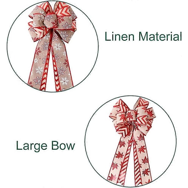 Stk DIY Julebue Flere Ører Store Stripete Lønne Snøfnugg Buer for Bryllupsbil Bue Håndverk (54 x 25cm) (LGL)