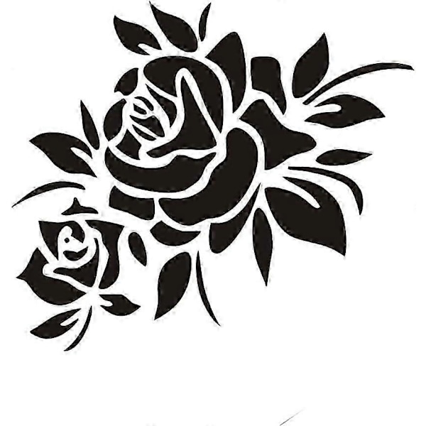 Sort Blomst Bilmærkat, Anti-ridse Dørmærkat Beskyttelse Vinyl Grafikmærkat til Bilhjelm Reflekterende Kofangermærkat - GOD LGL