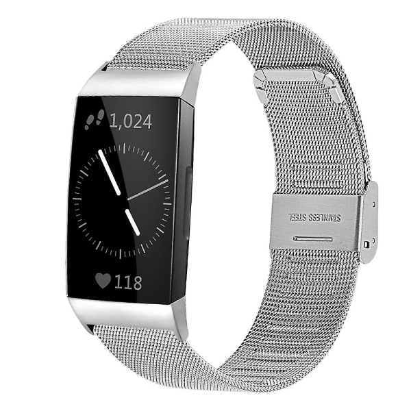 Kvalitets smartklocka armband justerbar smartklocka band ersättning för Fitbit Charge 6/5 [LGL] Silver Style B Fitbit Charge 6