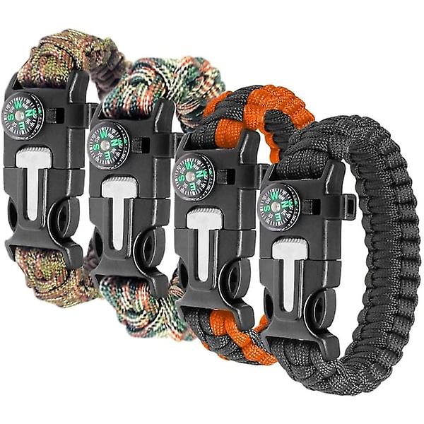 Overlevelsesarmbånd Paracord L Kompass, Fløyte [LGL] Green