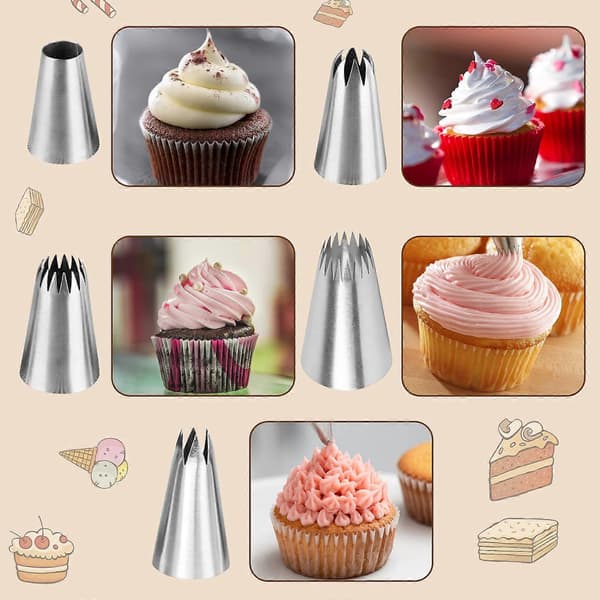 Tårtdekorationsset i rostfritt stål, 5-pack Spritstyllar Icing Piping Nozzle Kit (LGL)