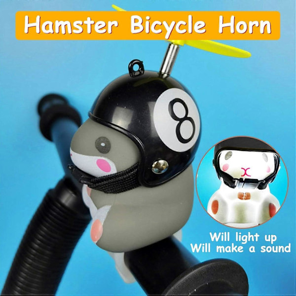 Polkupyörän kello valolla ja kypärällä, söpö eläin polkupyörän torvi, kojelaudan koristelu lelu moottoripyörän pyörän kellot kumikoristeet LGL Black 8 helmet mouse