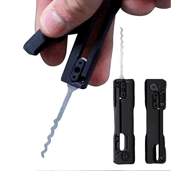 Fidget Lock Pick-sett i stål med 4 plukkprofiler og dreieverktøy - Angstdempende leke og bærbar låsesmed EDC-utstyr LGL Black